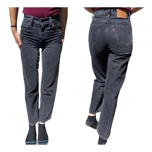 Levi’s Premium Dad Jean 23” Black Straight Leg Jeans - Picture 1 of 14